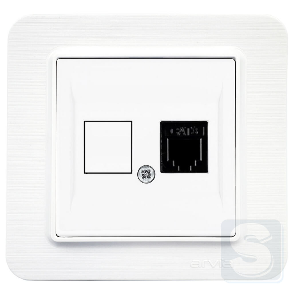 Розетка компьютерная RJ45 cat 6 Arvia Electric Lavin Белый